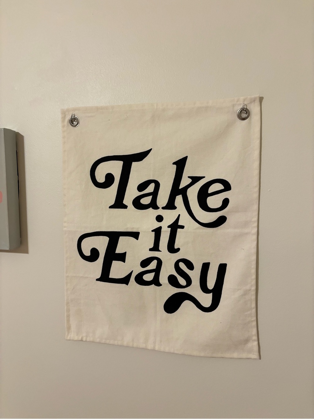 Urban Outfitters Black on Cream 'Take it Easy' Wall Tapestry
